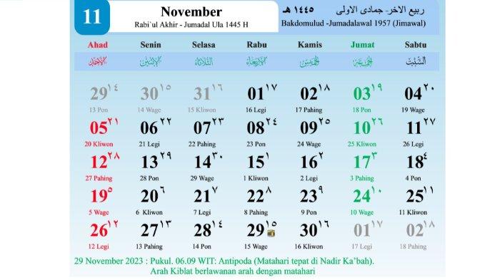 Link Download Kalender November 2023,Lengkap dengan Hari Pasaran Jawa dan Penanggalan Bulan Hijriah