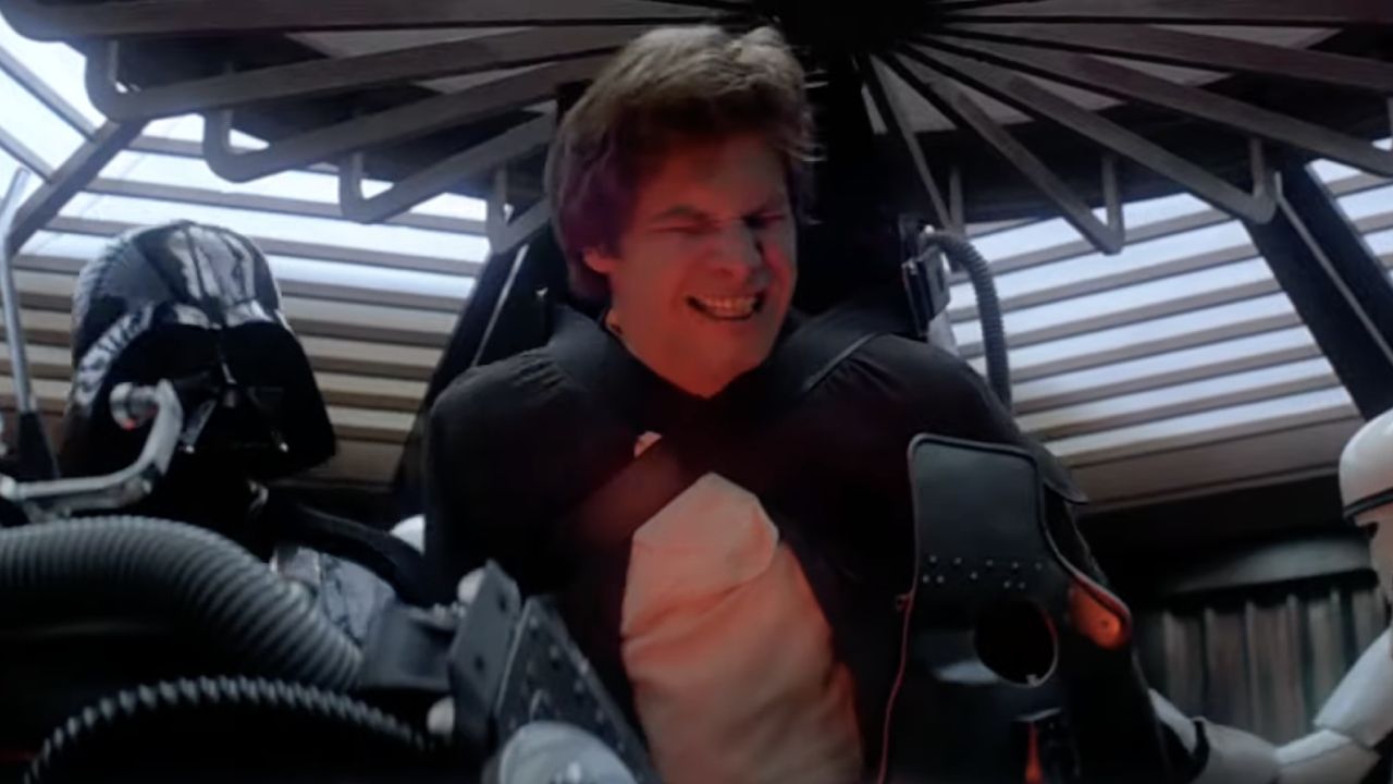 <p>                     One of the most disturbing moments in all of the <em>Star Wars</em> movies occurs in <em>The Empire Strikes Back</em> when Han Solo (Harrison Ford) is rigged to a device that does not appear to be very comfortable — its malfunctioning parts emitting sparks notwithstanding. We cut to a close up of the man who sold out his friend to the Empire, Lando Calrissian (Billy Dee Williams), forced to hear the consequences of his actions via Han’s bloodcurdling scream of pain.                   </p>