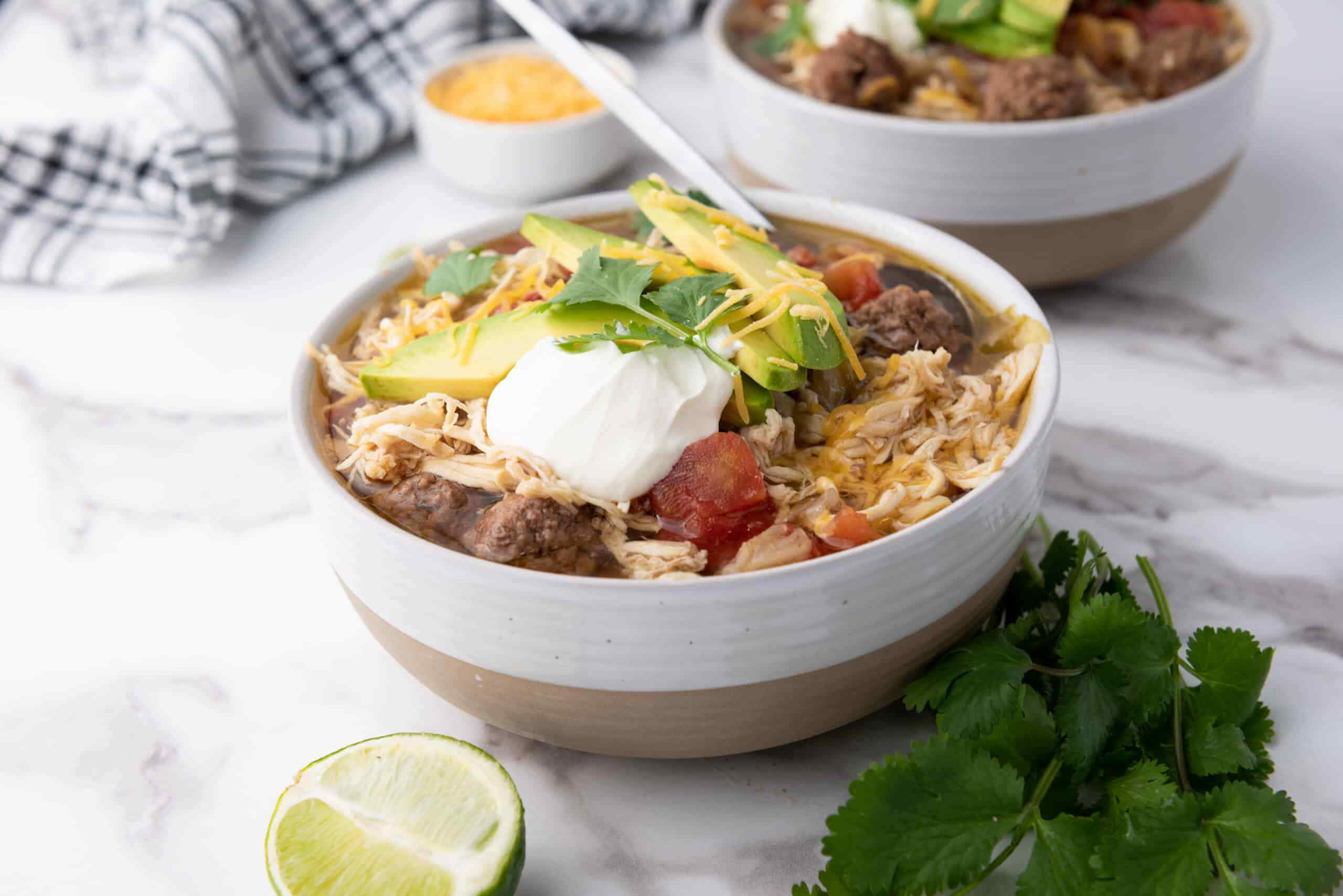 Easy Slow Cooker Taco Soup Recipe With Chicken & Beef