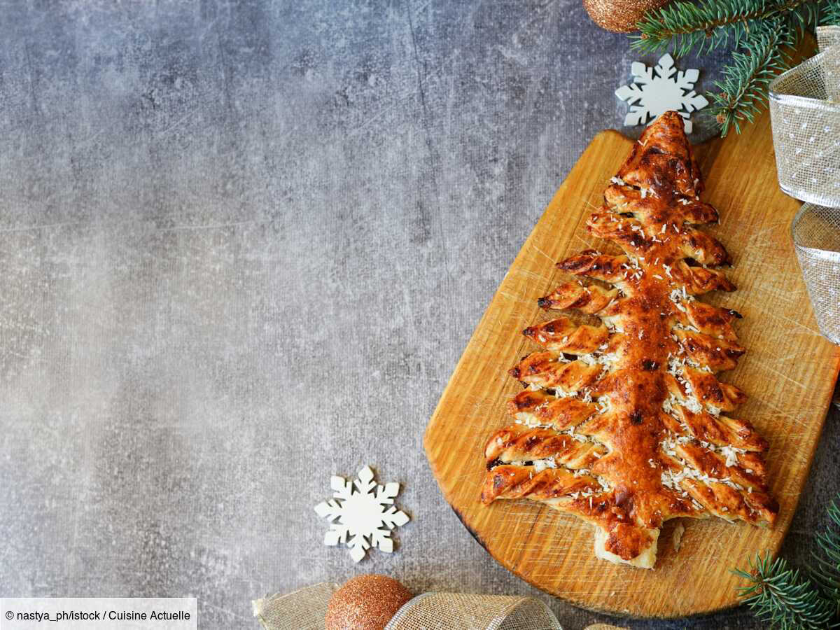 Photo de recette de sapin, apéro, feuilleté, Noël, rapide, jambon