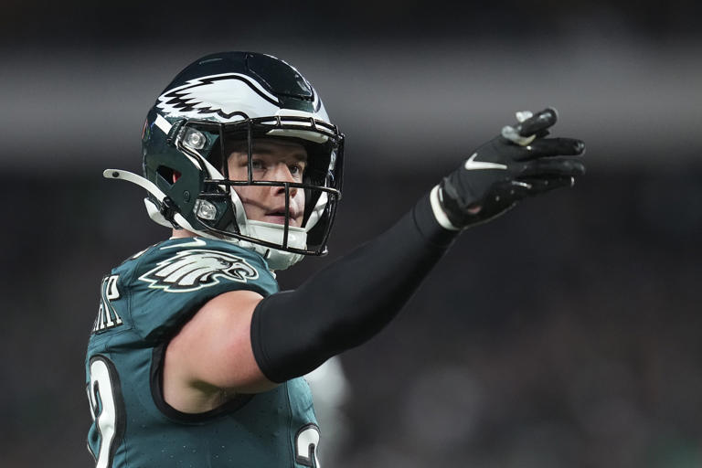 Reed Blankenship of the Philadelphia Eagles looks on against the Dallas Cowboys on November 5, 2023 in Philadelphia, Pennsylvania. New Jersey power broker George Norcross was ejected from the game. (Photo by Mitchell Leff/Getty Images)
