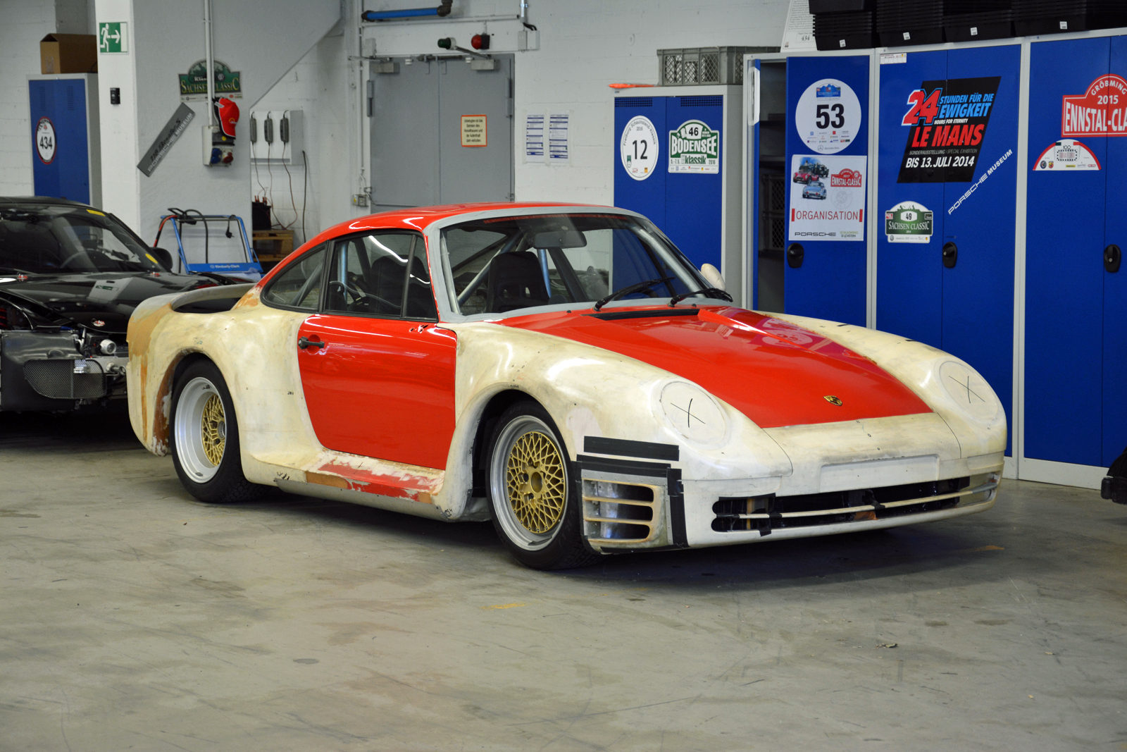 <p>This early 959 prototype was extensively tested in a wind tunnel in <strong>1982</strong>, a year before the model left enthusiasts speechless at the <strong>Frankfurt motor show</strong>. Porsche points out the test mule’s spoiler is integrated into the deck lid, and its underbody is equipped with a plastic cover. Hand-written notes all over the body are a testament to the numerous tweaks made before achieving a 0.31 drag coefficient.</p>