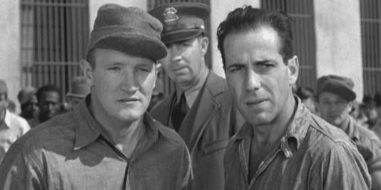 Joe Sawyer and Humphrey Bogart as prisoners Sailor Boy and Red in San Quentin (1937)