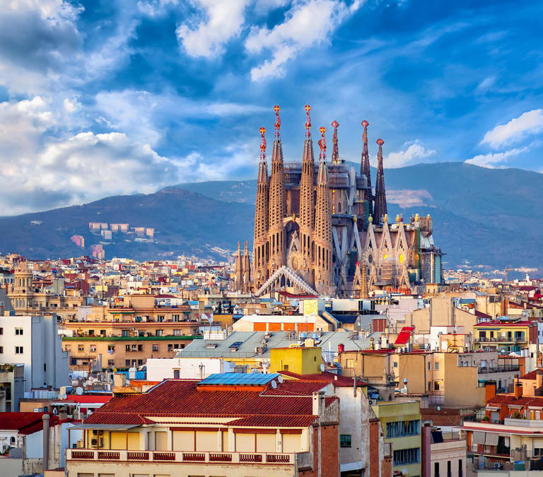 The Church of La Sagrada Familia, designed by Antoni Gaudí, in Barcelona, Spain.
