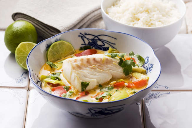 Monday -Dinner: Cod with curry and coconut milk