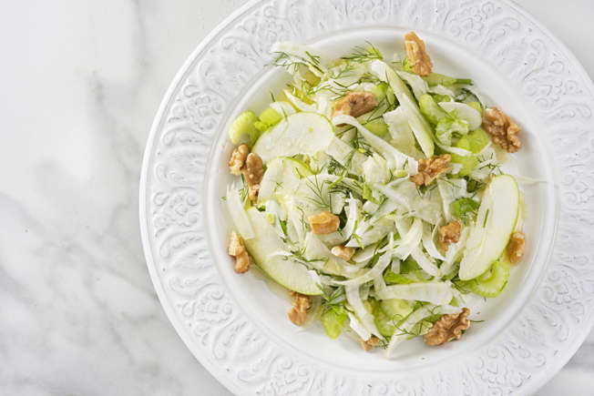 Monday - Lunch: Crunchy fennel, celeriac and Granny Smith apple salad