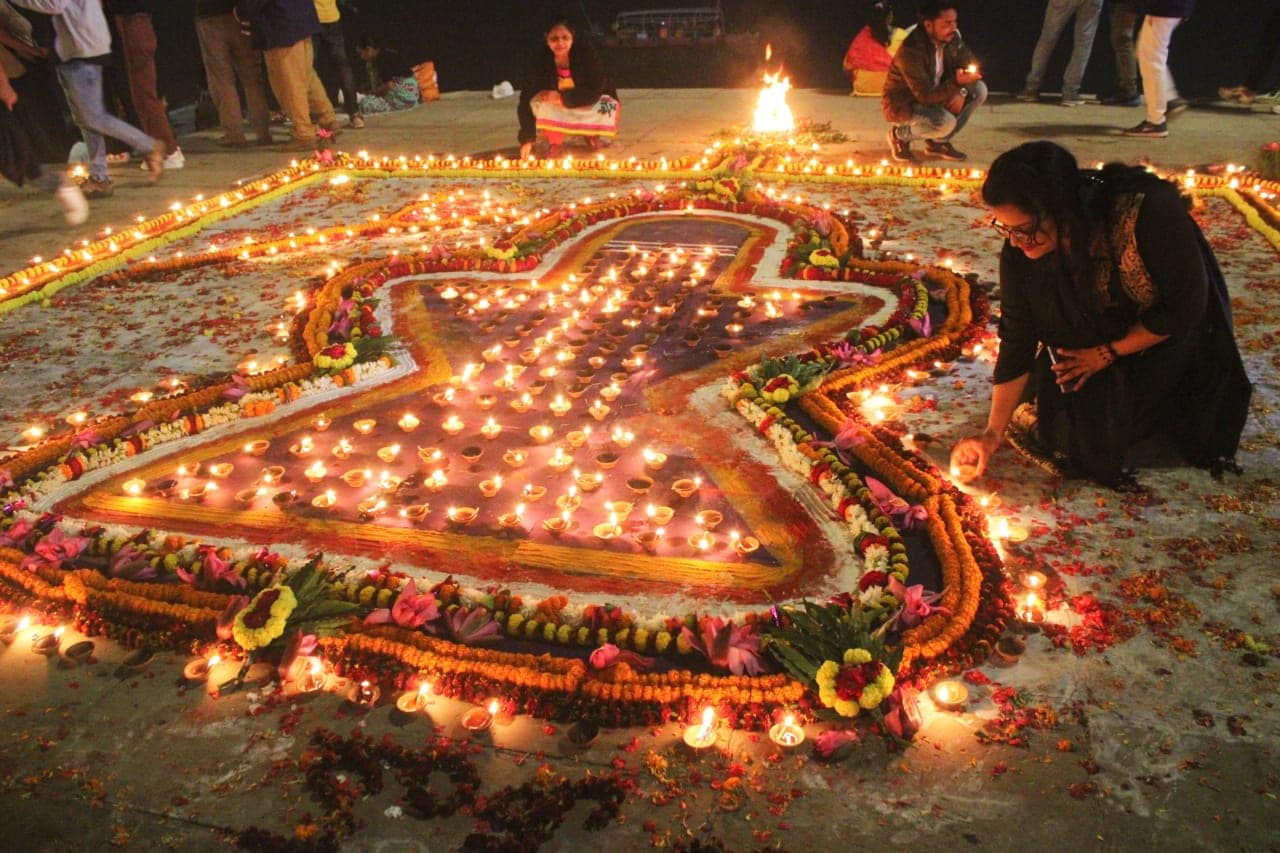 varanasi lights up on dev deepawali with 22 lakh earthen lamps on ghats, grand laser show & fireworks
