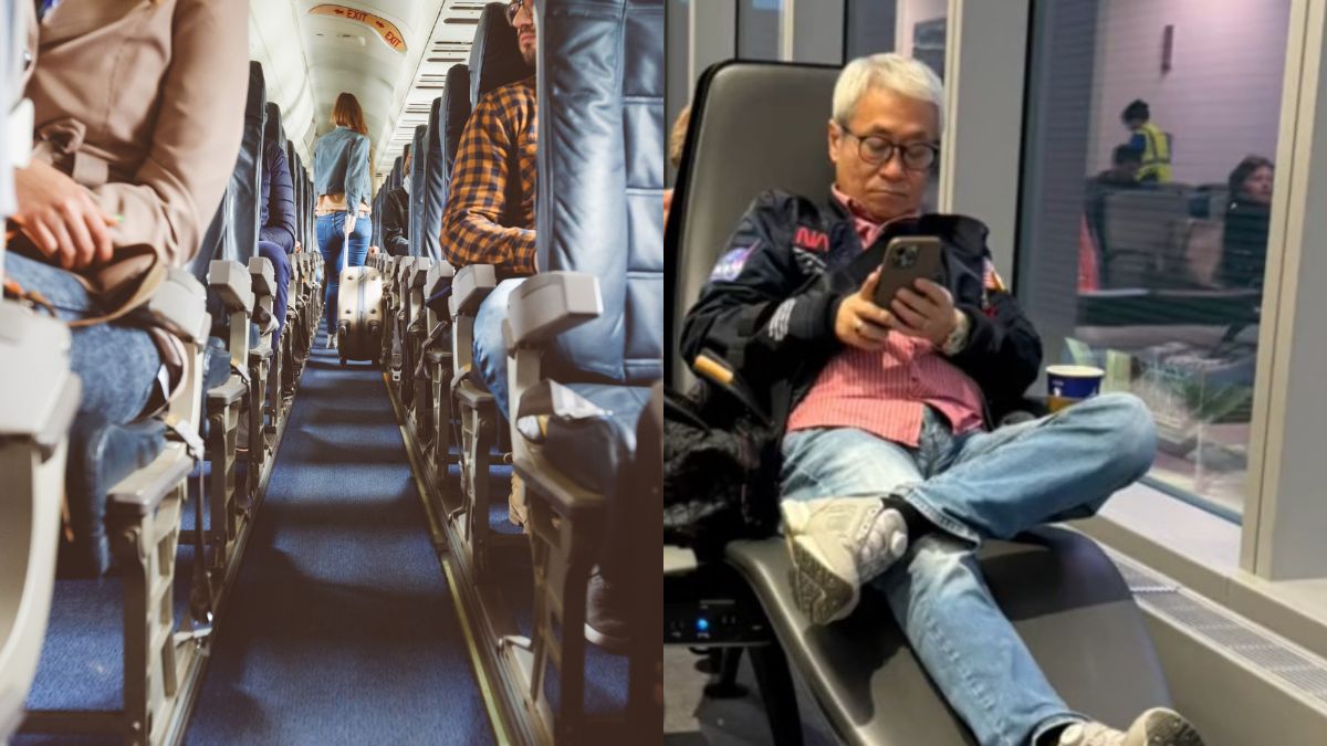 «¿no le da frío?»: hombre muestra polémico truco para viajar cómodo en un vuelo de 15 horas y se hace viral en tiktok