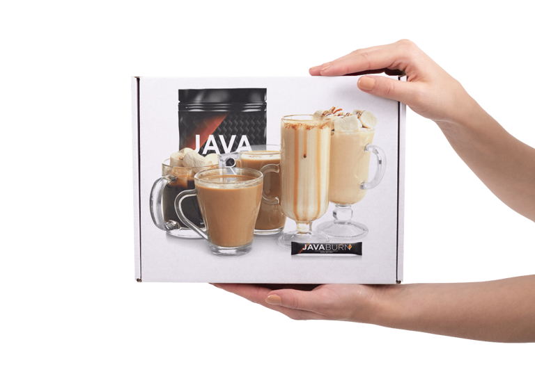 A hand holding a box of coffee Description automatically generated