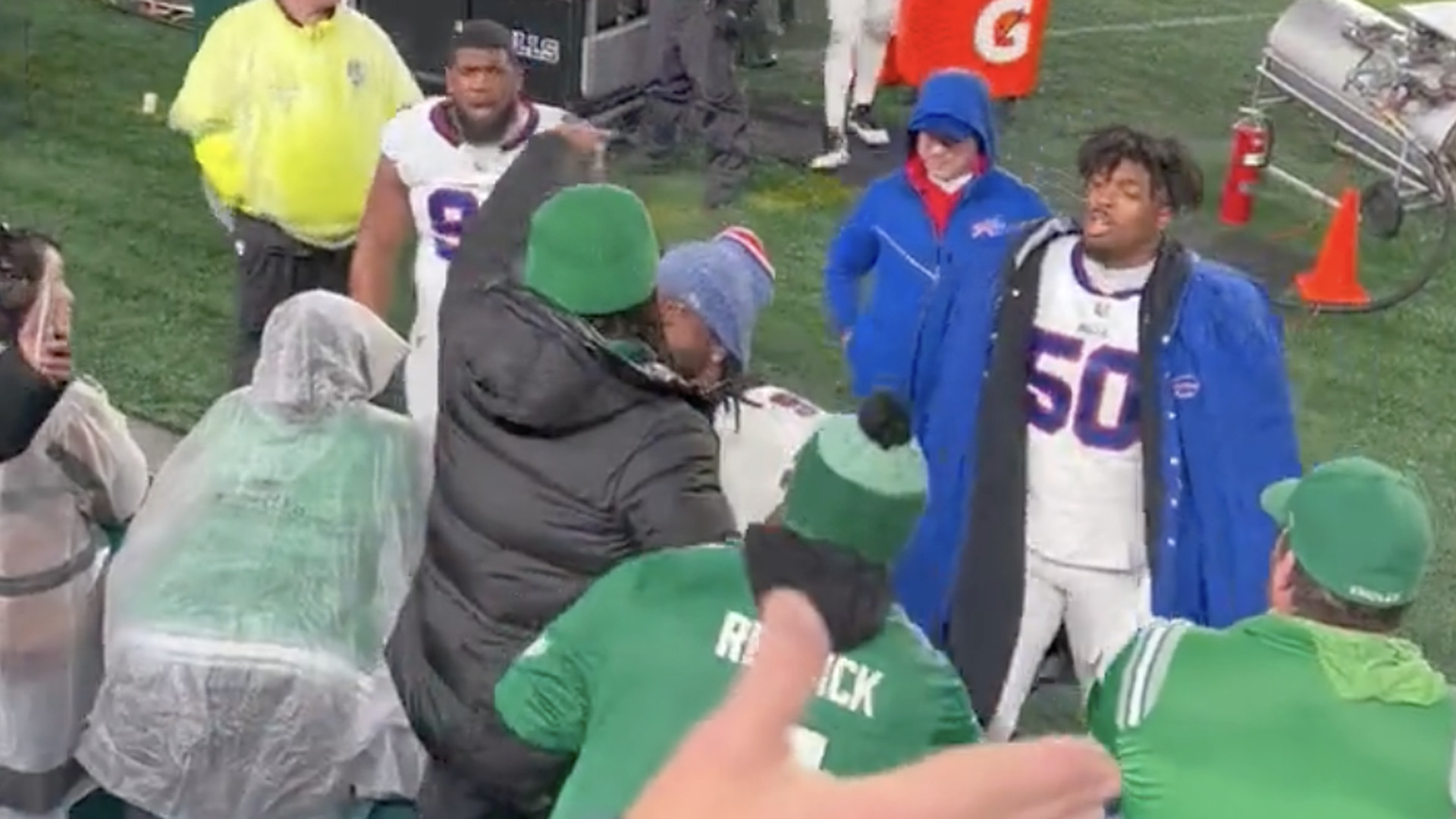 bills players confront eagles fans in stands after threats to families
