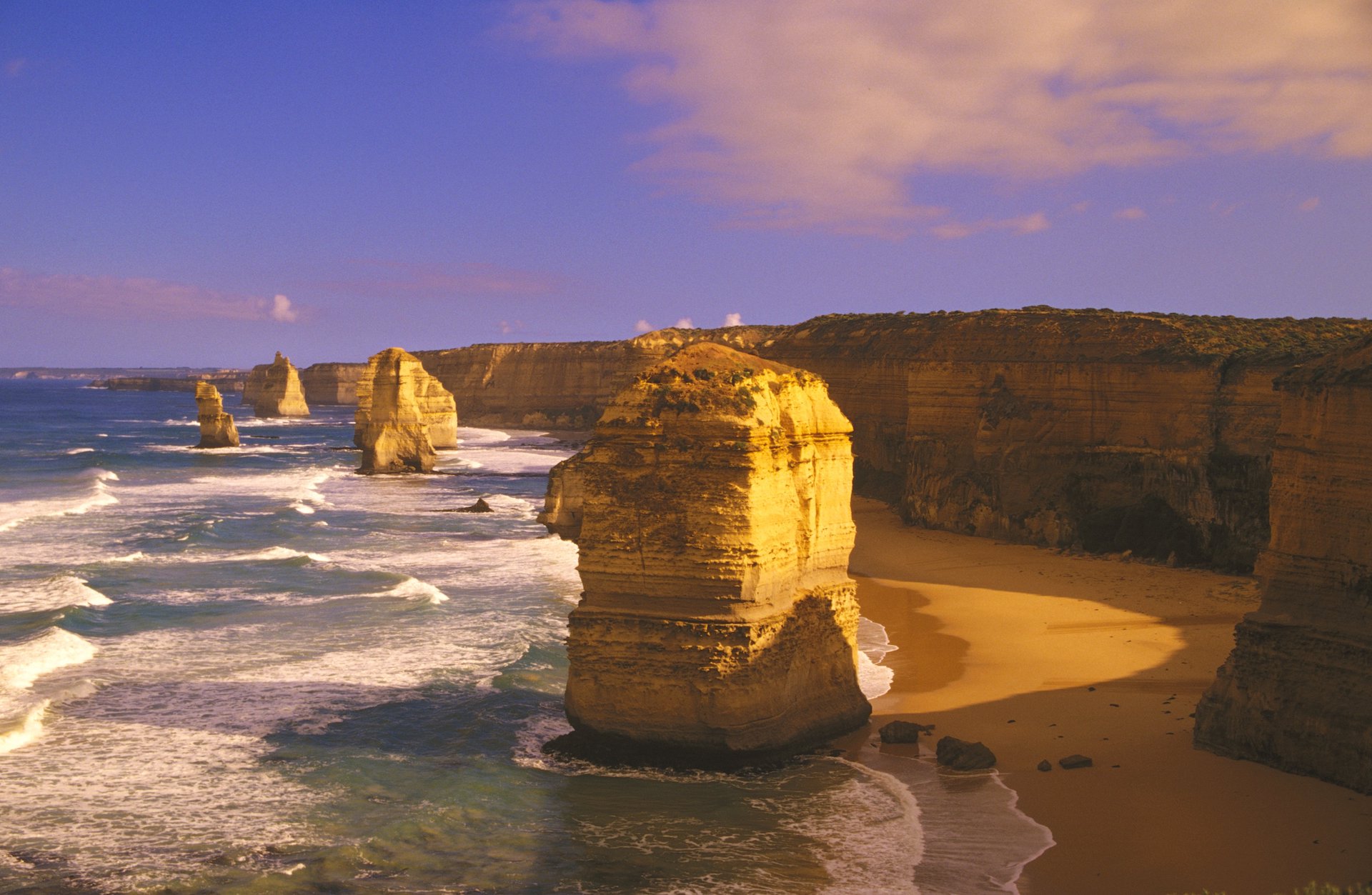 <p>Twelve Apostles is a set of stone spires located in Port Campbell National Park in Victoria, Australia. Over the years and due to the influence of the sea, many of them have been eroded, but it is a great place to enjoy nature in all its splendor.</p>