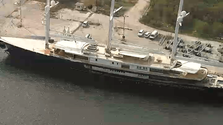 Jeff Bezos' multi-million dollar yacht, Koru, docks at Port Everglades