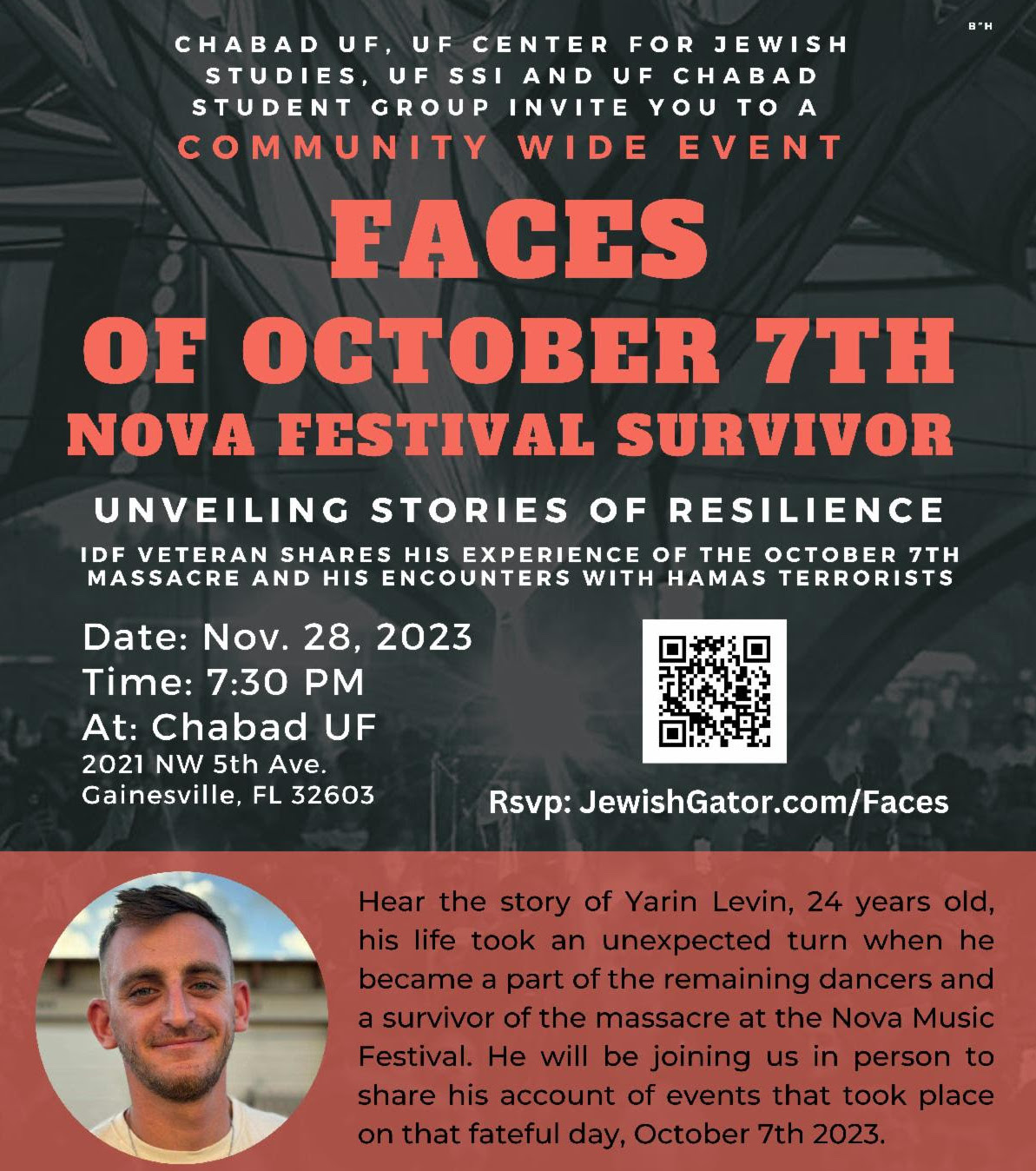 Nova Festival Survivor Will Tell His Story Tonight At Chabad UF