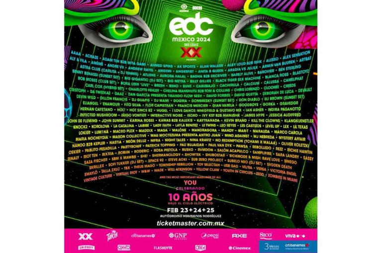 Line Up de EDC 2024 David Guetta, Skrillex, Alesso y más