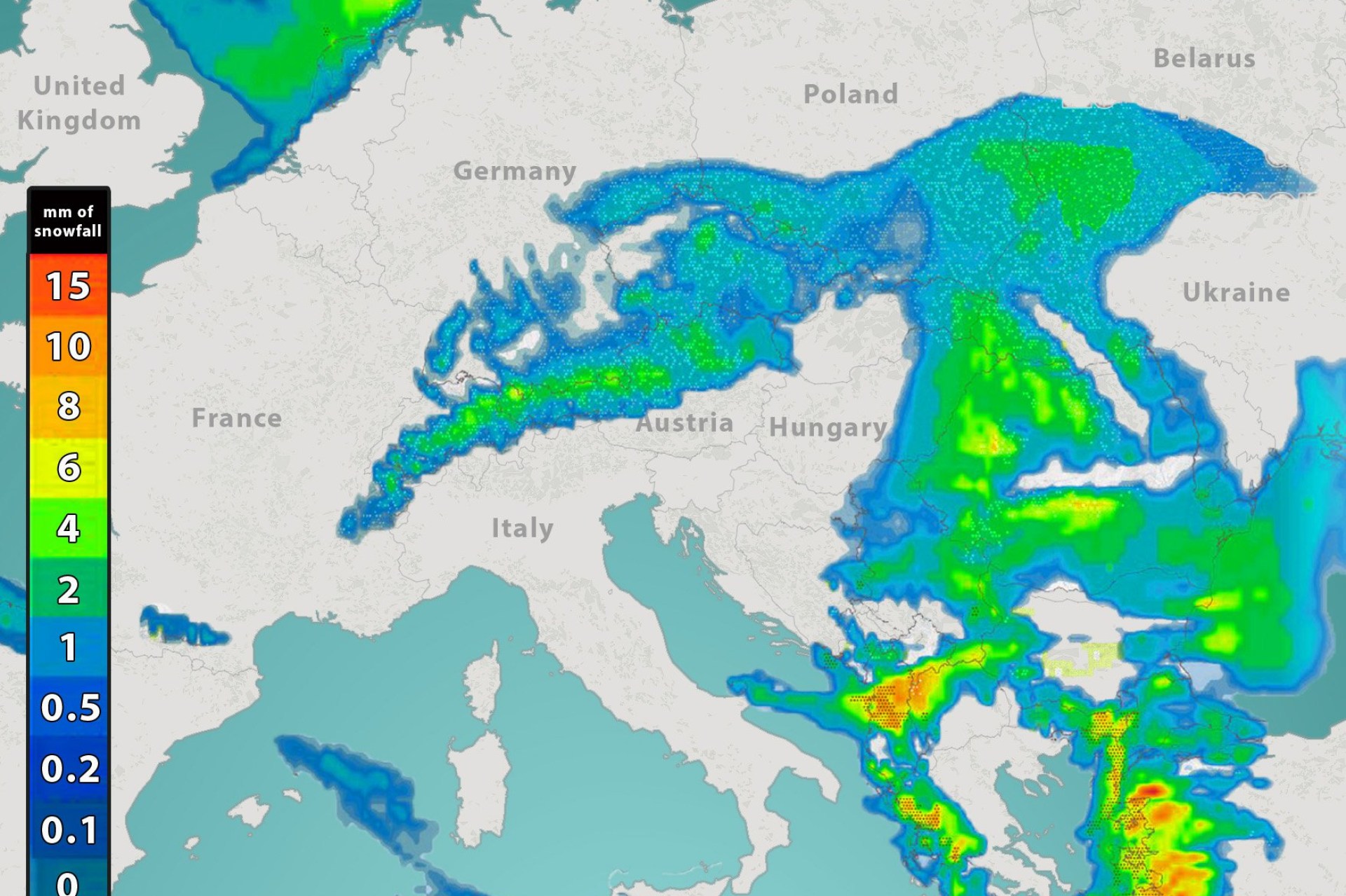 map shows how snow storm that has already killed five is spreading across europe