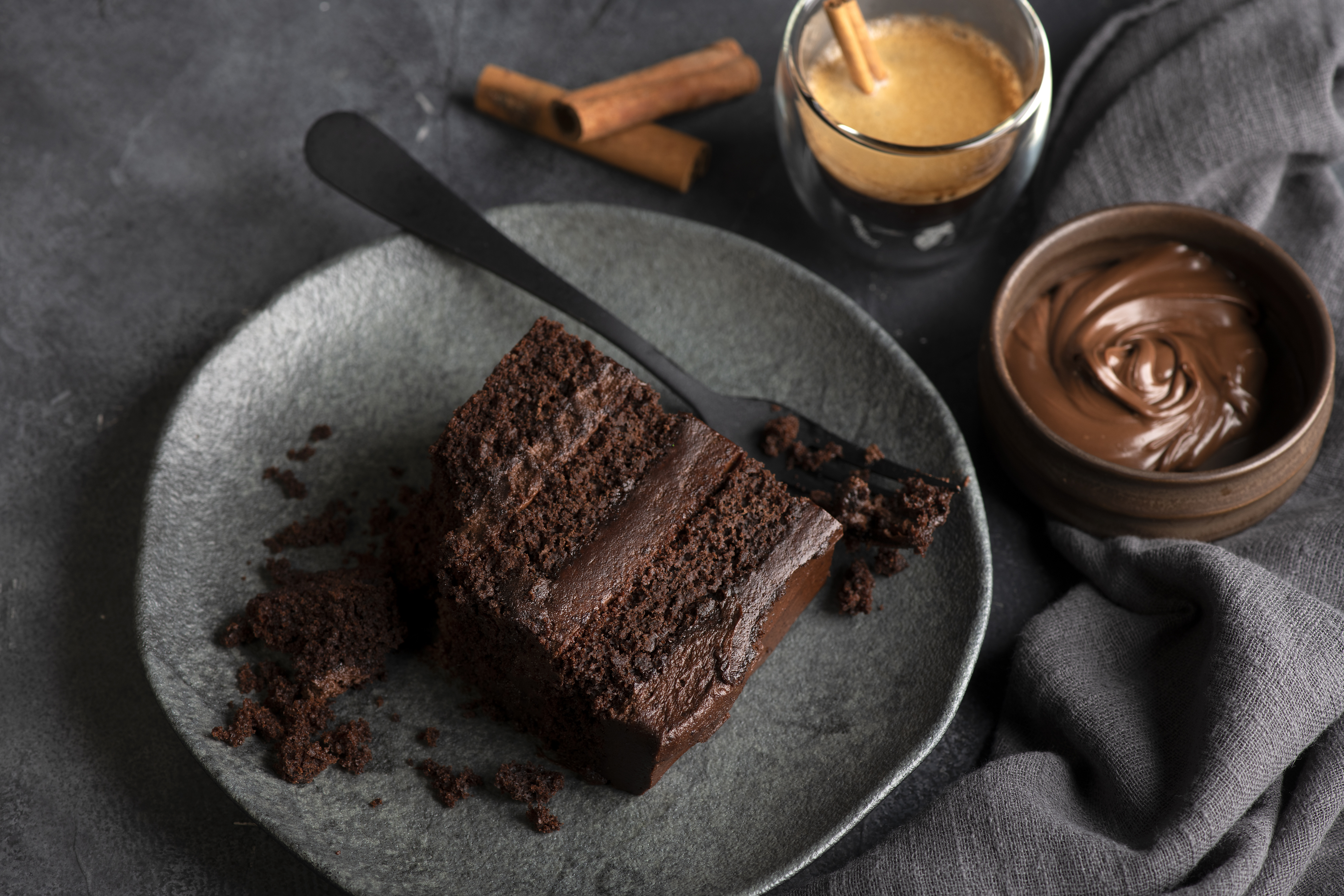 Slice of delicious naked Coffee and Hazelnuts Cake