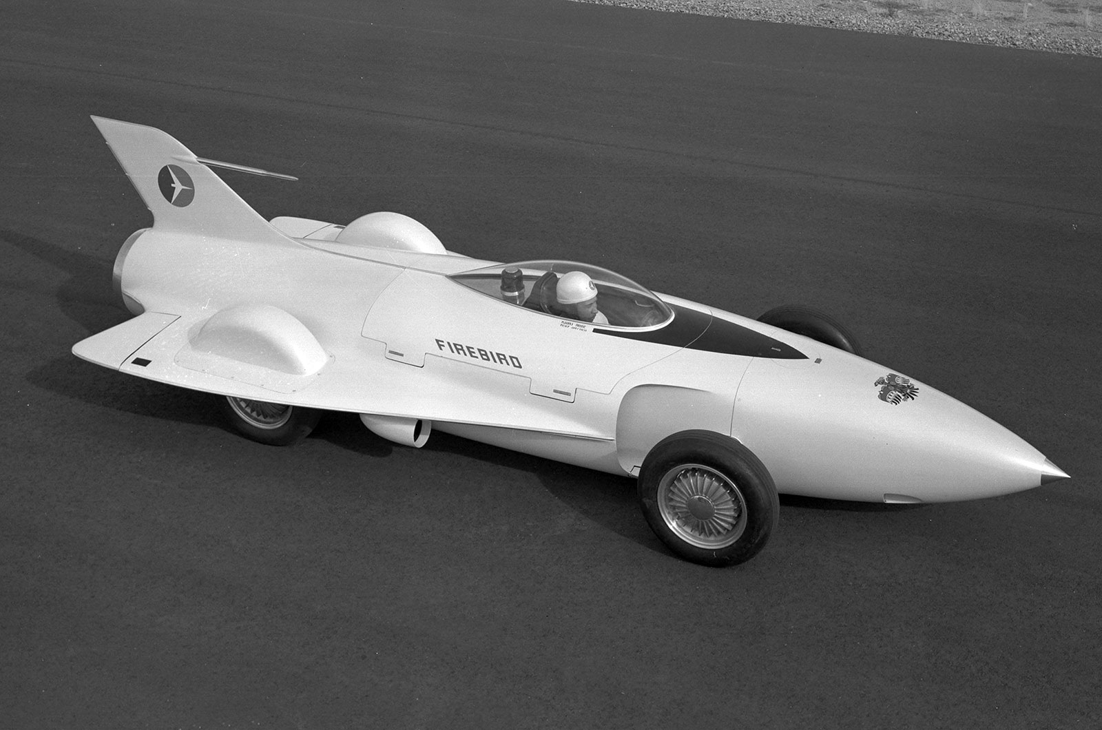 <p>The first of three Firebird concepts, this one featured a single-stick control system which dispensed with the steering wheel, accelerator and brake. Because it was located in the middle of the car either the driver or passenger could operate it; power came from a gas turbine which could be used to power a house via a built-in generator.</p>
