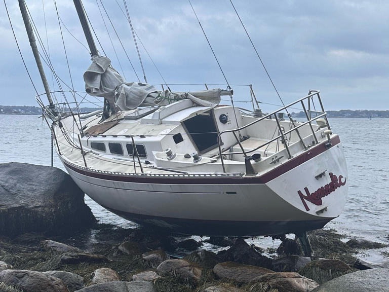 A sailboat crashed in Gloucester Harbor last week.