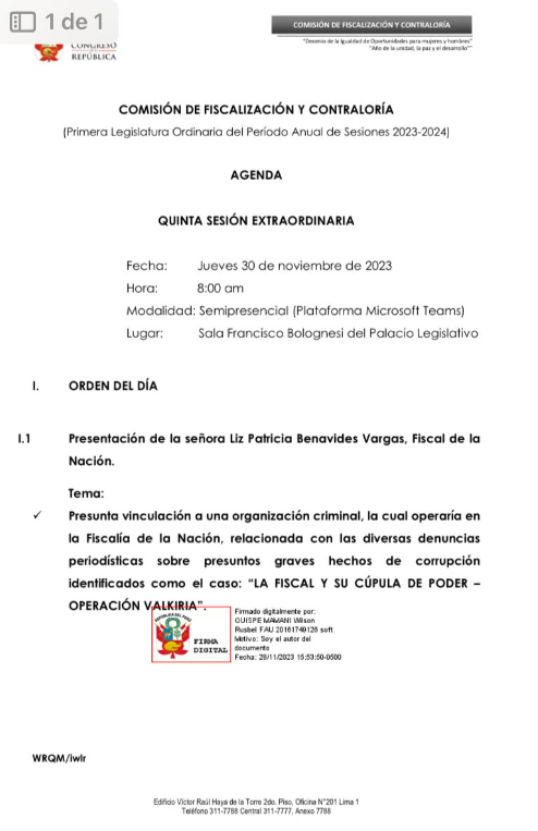 Comisión de Fiscalización cita a Patricia Benavides tras ser acusada de liderar organización criminal