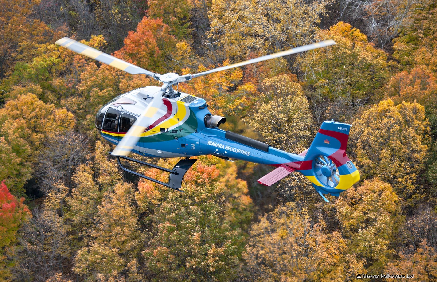 <p>Tick off two bucket-list experiences in one with a helicopter flight over the falls. This ride of a lifetime follows the Niagara River at 2,500 feet soaring high above the Niagara Whirlpool (look out for the historic Whirlpool Aero Car attraction crossing the Niagara Gorge), white water rapids, and the Rainbow Bridge.</p>  <p>You'll also witness the sheer magnitude of the Fallsview area featuring the American, Bridal Veil and majestic Horseshoe Falls. The helicopter changes course to follow the curve of Horseshoe Falls and it’s at this point where you should watch for rainbows appearing and disappearing from all directions.</p>  <p>You'll then fly above the Skylon Tower and the beauty of Queen Victoria Park before heading back to base.</p>