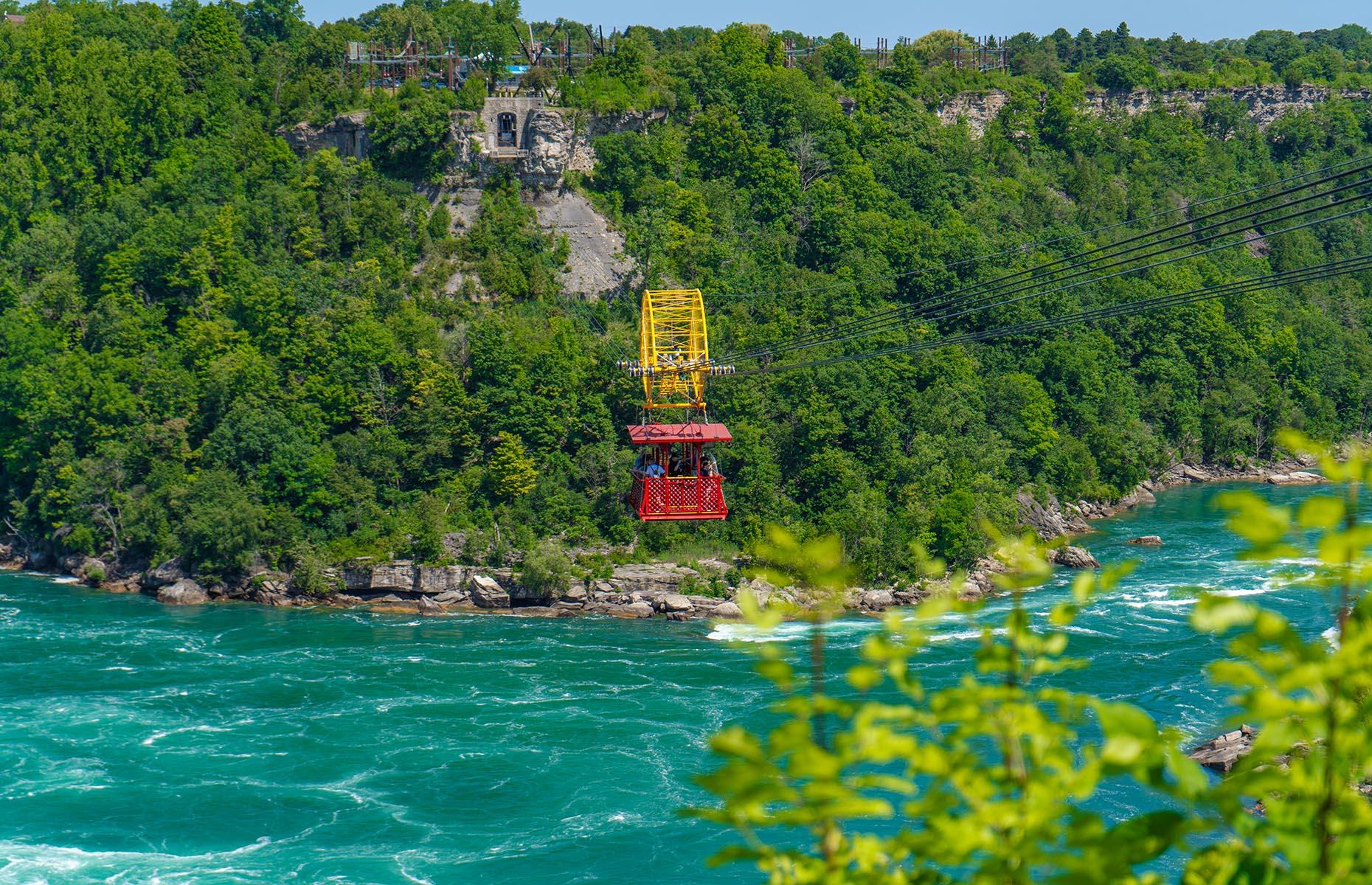 Once on board, you’ll witness the whitewater rapids and swirling Niagara Whirlpool as the car crosses the international border between Canada and the US; don’t worry, you won’t need your passport. The whirlpool is created at the end of the rapids where the gorge forces the river to suddenly turn counterclockwise. Your camera won’t do this mesmerizing natural phenomenon justice.