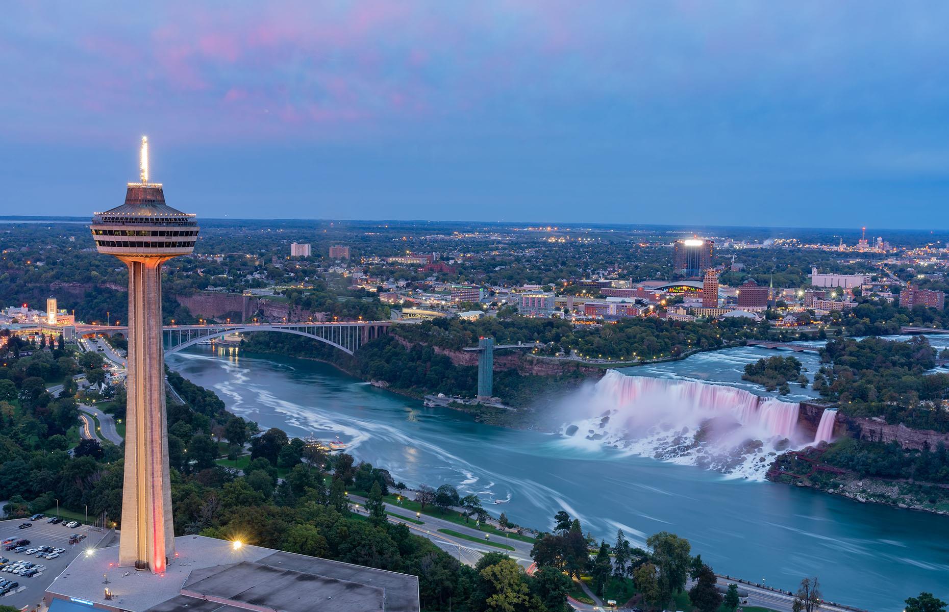 <p>From Toronto-Pearson International, you can board a Niagara Airbus shuttle to the Niagara region. Alternatively, it's a 90-minute drive in a hire car or booked taxi.</p>  <p><em>For more information, visit <a href="https://www.niagaraparks.com/">niagaraparks.com</a> and <a href="https://travel.destinationcanada.com/en-ca">travel.destinationcanada.com/en-ca</a></em></p>  <p><a href="https://www.loveexploring.com/guides/143612/quebec-canada-top-things-to-do-where-to-stay-and-what-to-eat"><strong>Now discover the best things to see and do in Quebec</strong></a></p>