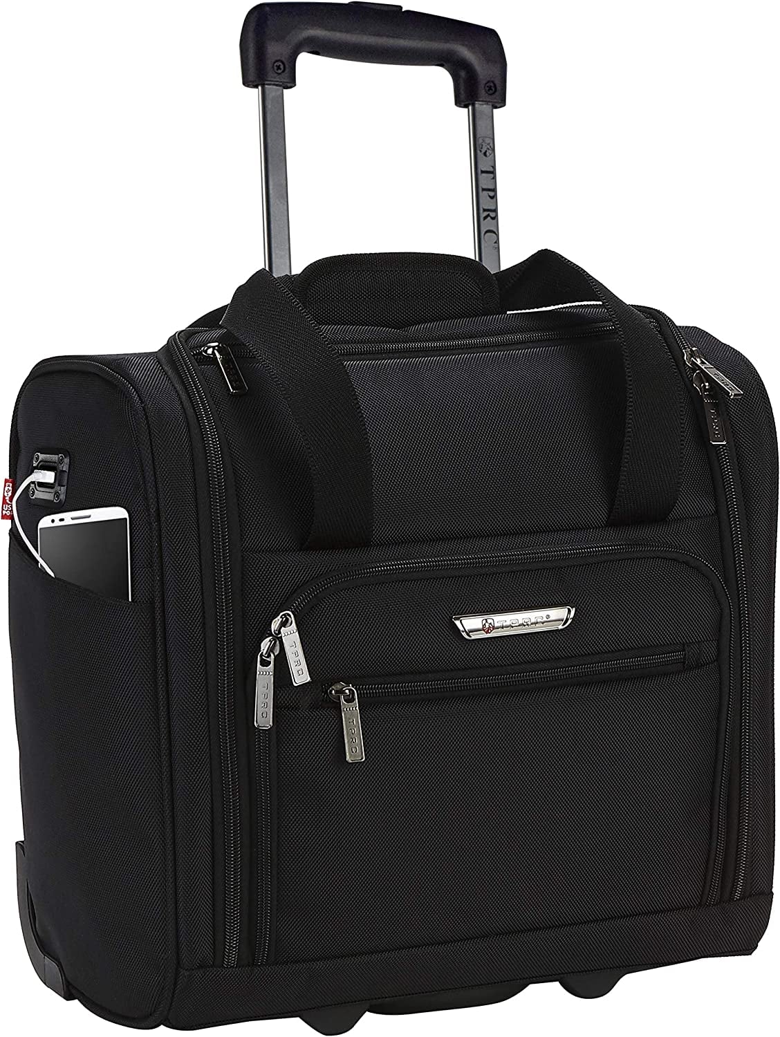 <p><a href="https://www.amazon.com/TPRC-Luggage-Durable-Constructed-Millions/dp/B0762VC1XB/">BUY NOW</a></p><p>$51</p><p><a href="https://www.amazon.com/TPRC-Luggage-Durable-Constructed-Millions/dp/B0762VC1XB/" class="ga-track"><strong>TPRC 15-Inch Smart Under Seat Carry-On Luggage</strong></a> ($51, originally $59)</p> <p>The TPRC 15-Inch Smart Under Seat Carry-On Luggage is perfect for the traveler on the go. For starters, unlike most weekender bags and duffles, this one has wheels. This bag has a USB port that lets you attach a power bank to it, so you can charge your phone and laptop in-flight or at the gate. It's spacious on the inside with plenty of pockets and sections to stay organized. You can carry this with its top handle, wear it like a backpack, or roll it. This under-seat carry-on comes in a few other colors, like navy blue and purple. </p> <p><strong>Dimensions:</strong> 15" height x 14" wide x 8.5" depth</p>