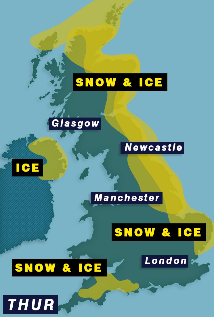 four weather warnings in place across the uk as cold snap sweeps the country