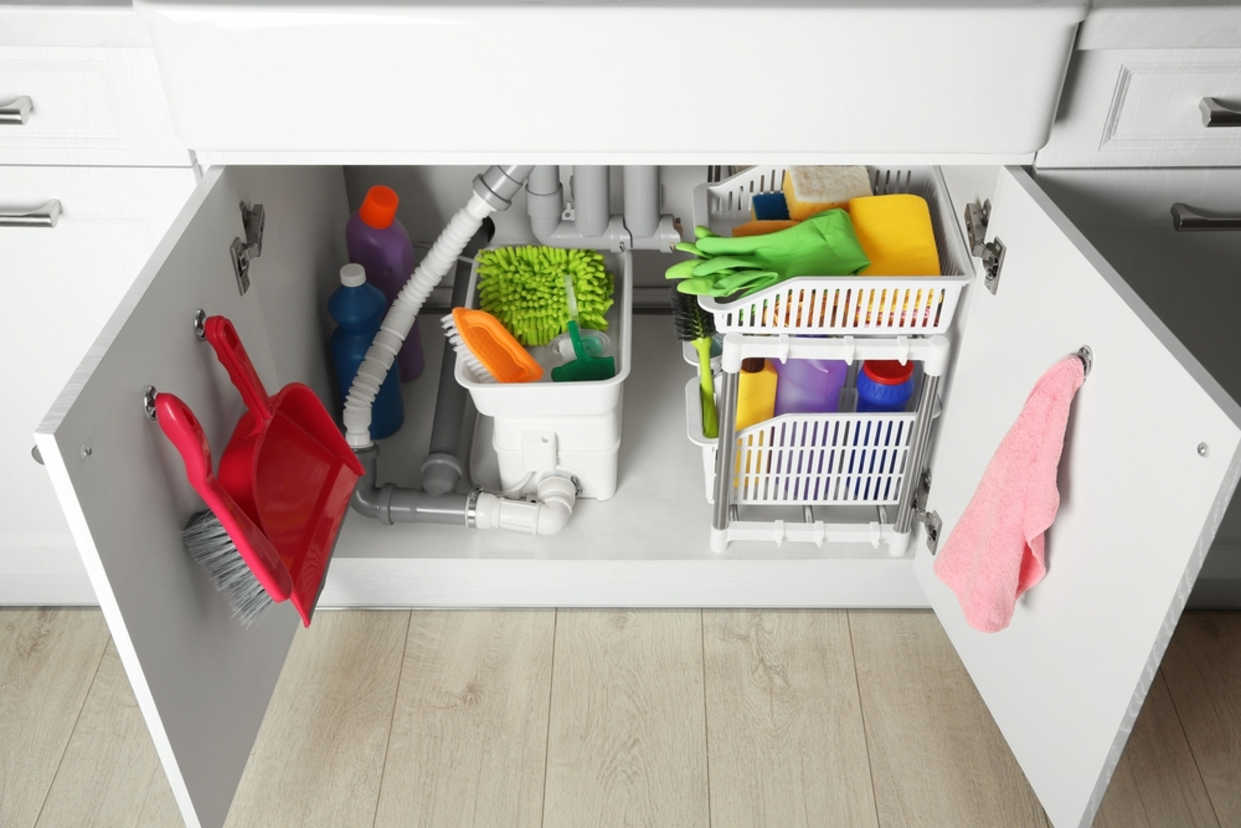 <p>Keeping the space under the sink organized can be a pain, especially when you're frequently hauling out products to clean the bathroom or other spaces. Use baskets with handles to organize cleaning supplies according to their use, and simply remove the basket with all the supplies you need instead of dragging out each item individually. </p><p><a href='https://www.msn.com/en-us/community/channel/vid-cj9pqbr0vn9in2b6ddcd8sfgpfq6x6utp44fssrv6mc2gtybw0us'>Follow us on MSN to see more of our exclusive lifestyle content.</a></p>