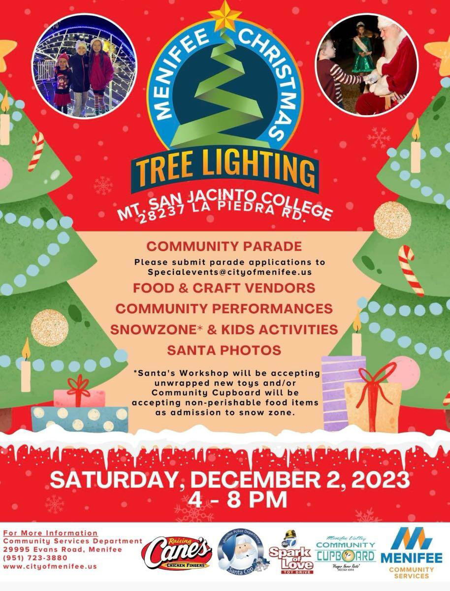 Come join the Sun City Cruizers at the Menifee Christmas Tree Lighting