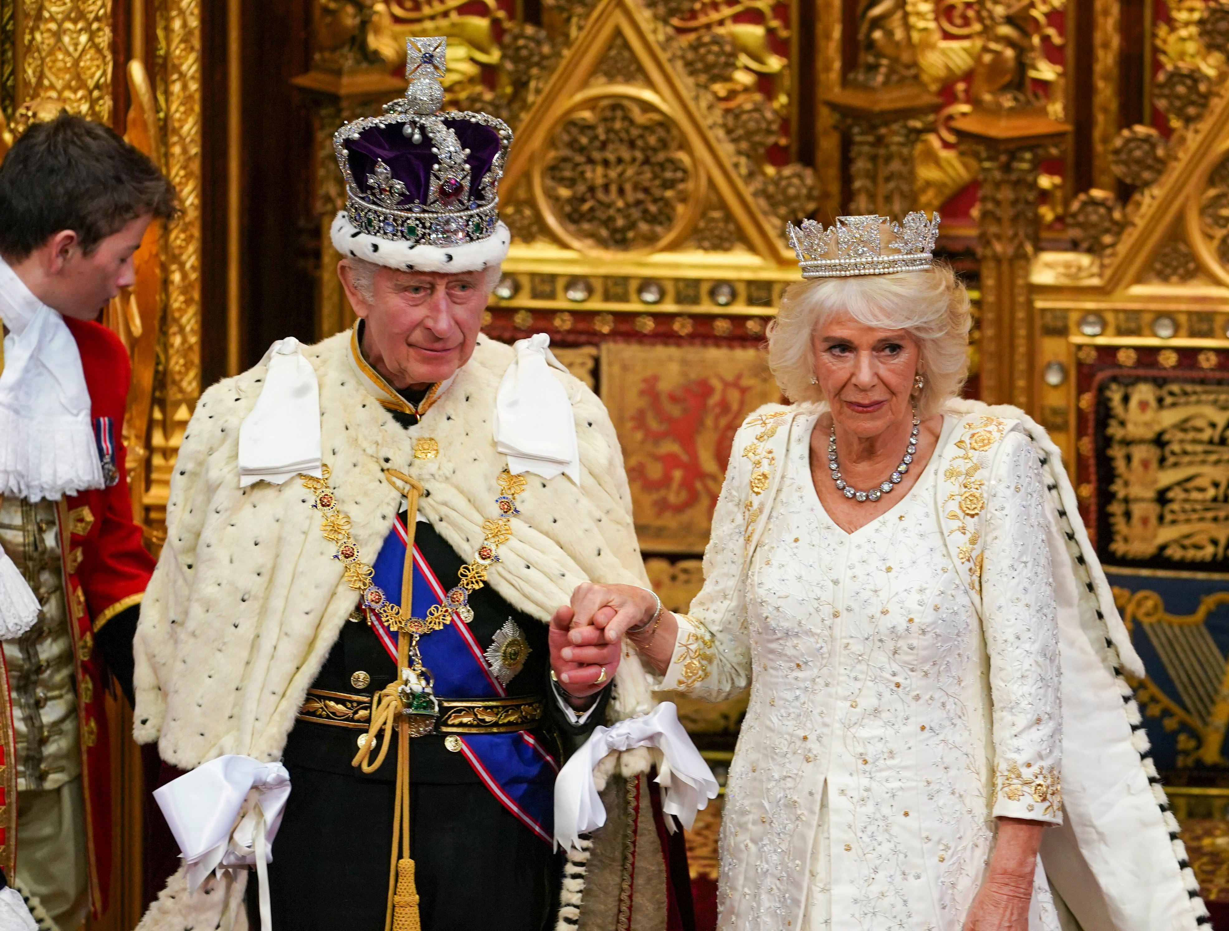 <p><span>King Charles III prepared to read the King's speech at the State Opening of Parliament, accompanied by Queen Camilla, in London on Nov. 7, 2023. </span></p><p>It marked the first State Opening of Parliament to take place during Charles's reign. He wore the Imperial State Crown and she donned the Diamond Diadem for the first time. Camilla also re-wore her Bruce Oldfield-designed <a href="https://www.wonderwall.com/celebrity/the-coronation-of-king-charles-iii-and-queen-camilla-the-best-pictures-of-all-the-royals-at-this-historic-event-735015.gallery">coronation</a> gown. </p><p>See the best photos of Charles and Camilla from the event -- including closeups of her glittering diadem that was closely associated with Queen Elizabeth II for decades -- <a href="https://www.wonderwall.com/entertainment/king-charles-iii-first-days-as-britains-new-monarch-camilla-queen-consort-after-death-of-queen-elizabeth-648801.gallery">here</a>.</p>