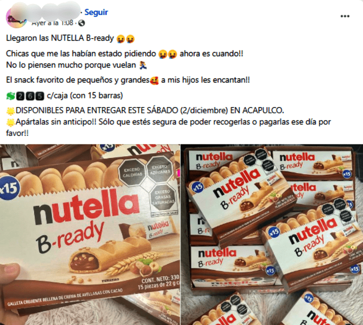 llega el nuevo producto de nutella a costco y los revendedores ya lo ofrecen en facebook