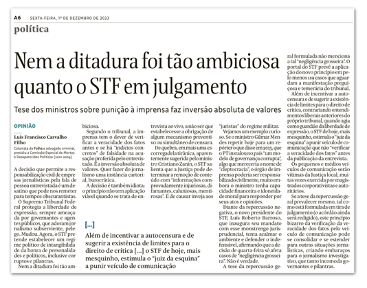 Jornais divergem sobre decisão do STF que afeta a mídia