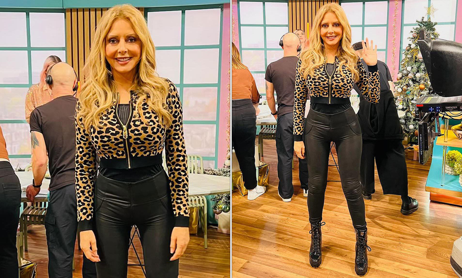 Carol Vorderman stuns as she poses in skin-tight leather trousers