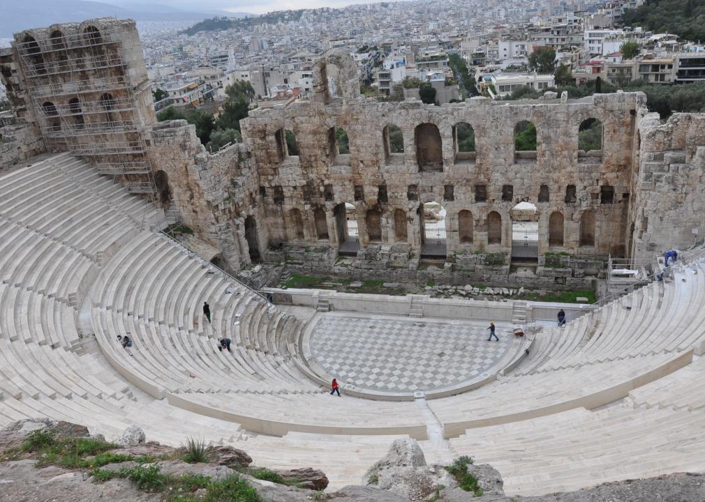 <p>- International tourist arrivals: 30.1 million</p>  <p>Visitors to Greece's myriad archaeological sites should note two regulations: High-heel shoes are banned and chewing gum is forbidden. These laws help to conserve the fragile sites: In 2006, authorities <a href="https://www.cbc.ca/news/entertainment/greece-closing-ancient-theatres-to-repair-wear-and-tear-1.577636">removed over 60 pounds</a> of discarded chewing gum at the Odeon theater.</p>