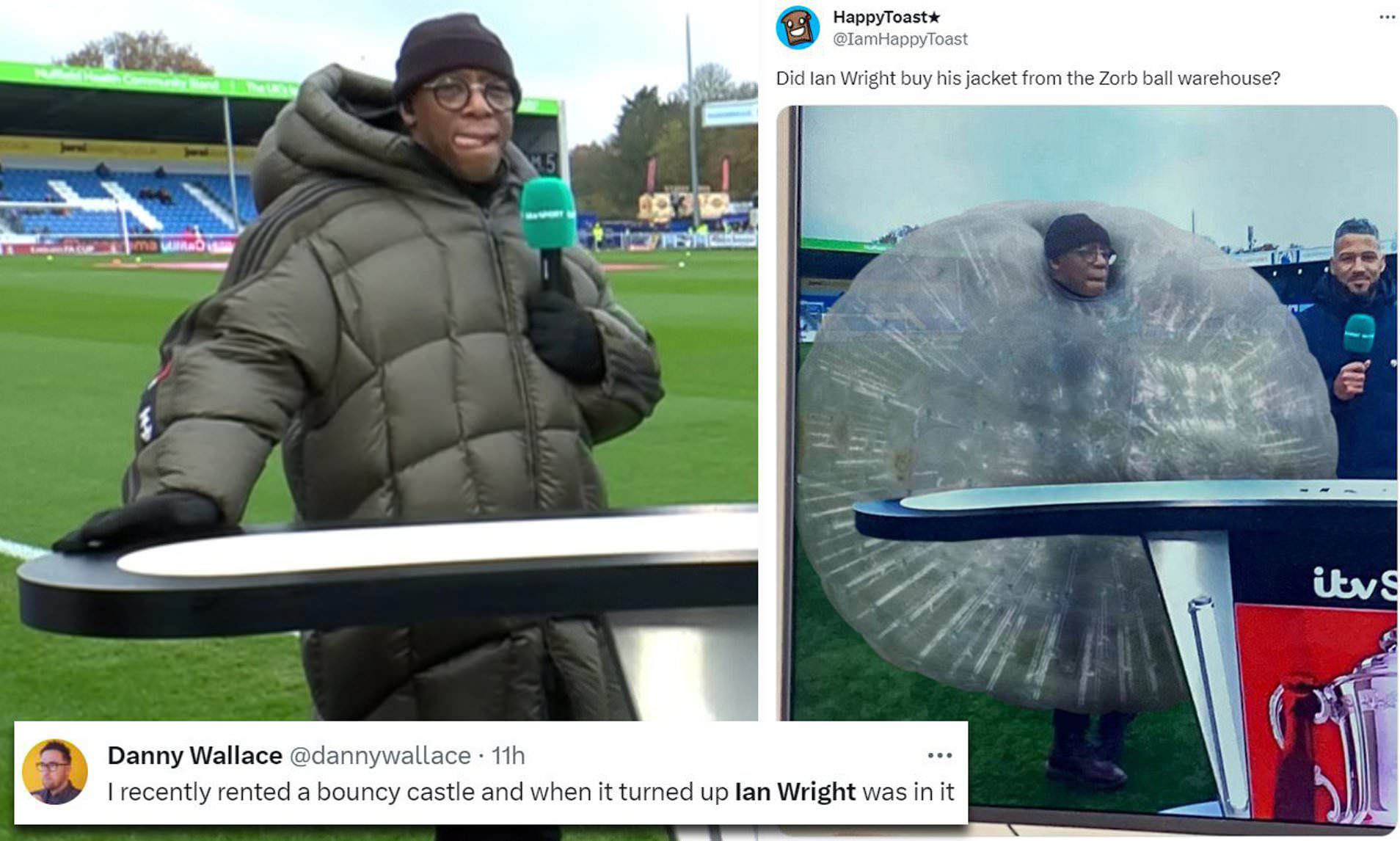 Fans poke fun at Ian Wright's huge winter coat
