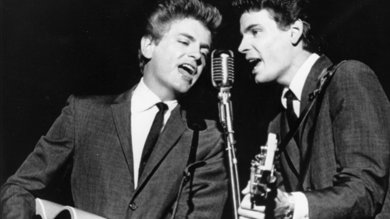 <ul> <li><strong>Hometown:</strong>Brownie</li> </ul> <p>Two of the biggest musicians from Kentucky are, no doubt, The Everly Brothers. Consisting of Phil and Don Everly, the duo first rose to prominence with the no. 1 hit song “Bye Bye Love.” From there, the duo released a string of hit albums and singles including “Wake Up Little Susie” and “Problems.”</p> <p>Though The Everly Brothers’ musical output simmered after the brothers joined the Marines in the early 1960s, their brief run would influence musicians such as the Beach Boys and the Beatles, due to their combination of acoustic guitar playing and close-harmony singing. For their success, The Everly Brothers were inducted into the Rock and Roll Hall of Fame and the Country Music Hall of Fame.</p>