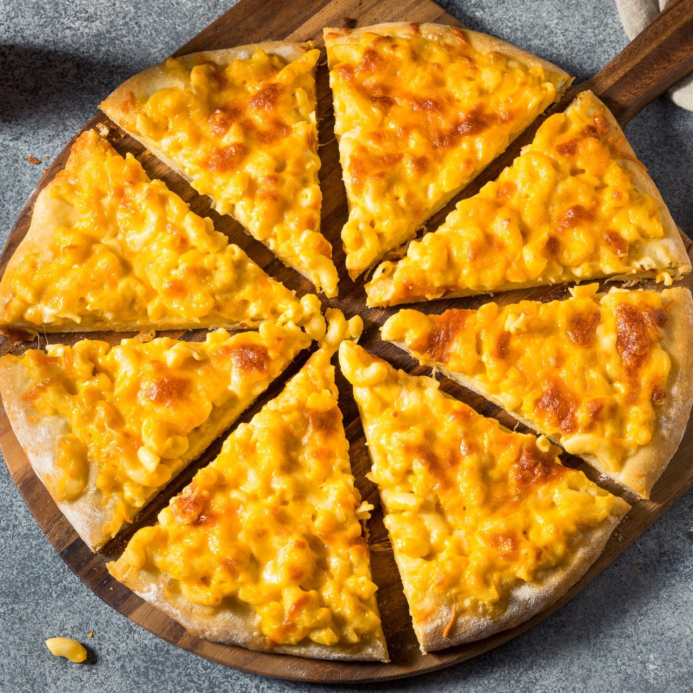 <p><span>This pizza combination is exactly how you imagine it: pizza dough loaded with ooey, gooey mac and cheese. If you love <a href="https://www.tasteofhome.com/recipes/amazing-mac-cheese-pizza/">pizza and mac and cheese</a>, then you won't hate putting the two together. Just get ready for a serious carbo-load.</span></p>