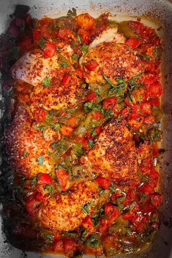 Baked Chicken with Tomatoes: an easy one-pan recipe for throw-it ...