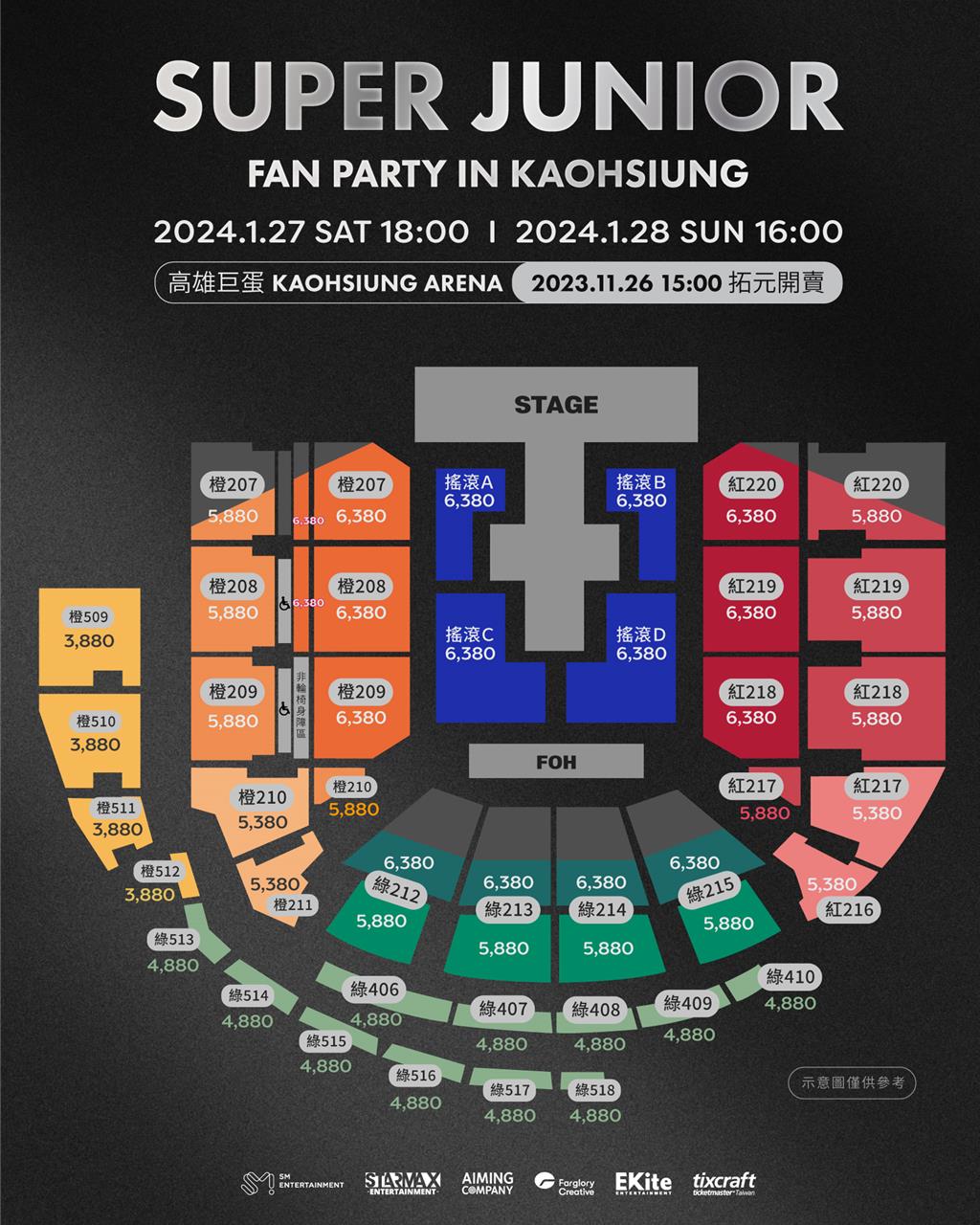 「SUPER JUNIOR FAN PARTY IN KAOHSIUNG」售票圖。（遠雄創藝提供）