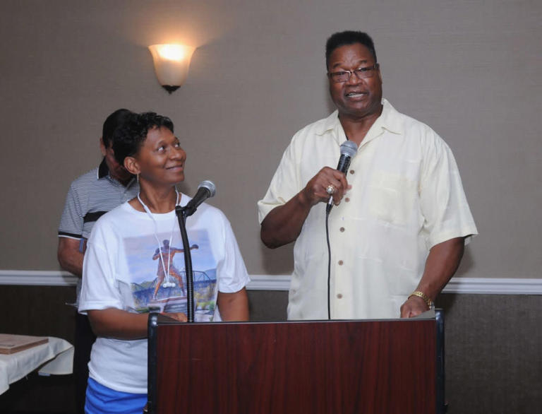 Diane Holmes and Larry Holmes host the Heart Of A Legend Celebrity Meet & Greet, 2018 in Bethlehem | Getty Images | Photo by Bobby Bank