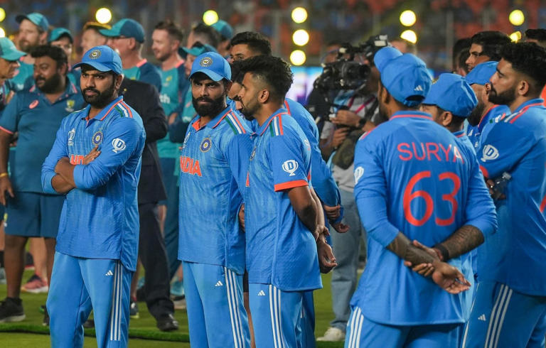 Indian players during the presentation ceremony of the ICC Men's Cricket World Cup 2023 at the Narendra Modi Stadium, in Ahmedabad, Sunday, Nov. 19, 2023. (Photo | PTI)