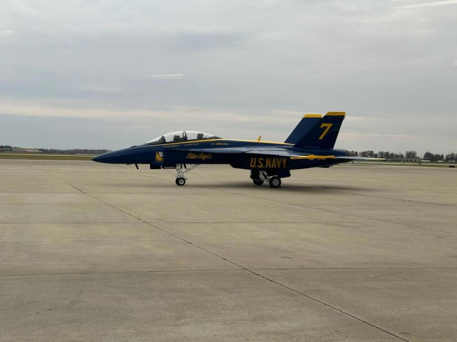 Blue Angels visit Terre Haute to promote 2024 Air Show