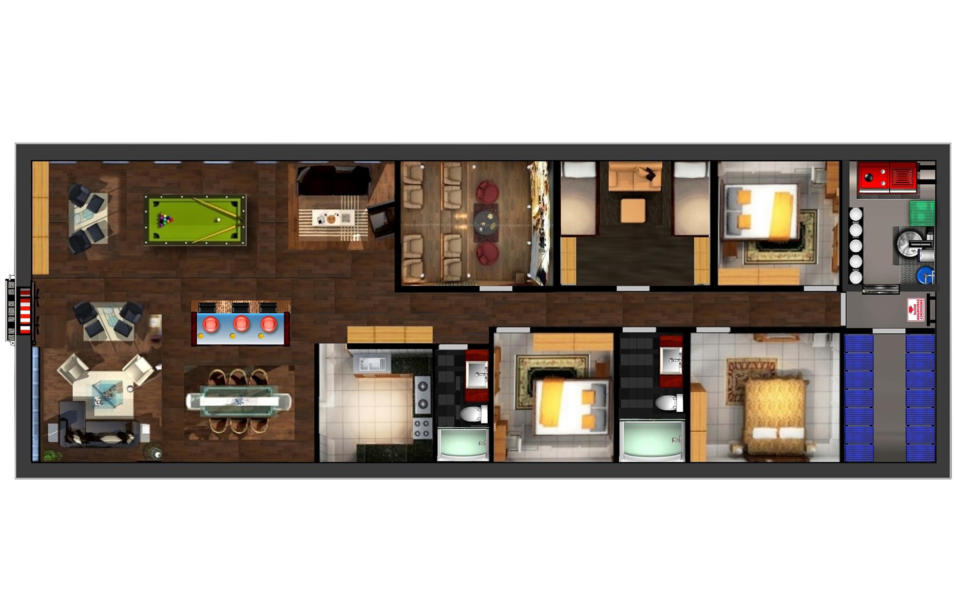 <p>For survivalists with a taste for the finer things in life, the sky's the limit when it comes to customization.</p>  <p>Pictured here, Vivos' deluxe floor plan offers an idea of the luxe bunker setup you could create – if you can foot the bill that is. The perfect billionaire bolthole, this extravagant design even comes with a home cinema.</p>