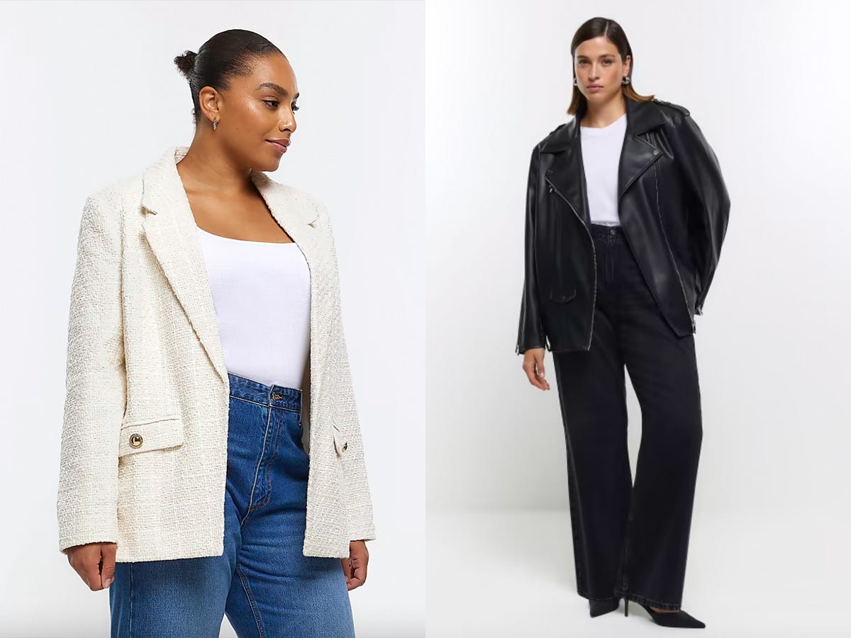 <p><strong><a href="https://www.riverisland.com/us/c/women/plus-size-clothing" rel="noopener">Shop all plus size clothing at River Island</a></strong></p><p><strong>Size range:</strong> 2 to 24 (6 to 28 in UK sizing)</p><p>UK-based brand River Island now ships to the US, and offers many of its styles in plus sizes, including faux leather jackets, work-appropriate trousers, and stylish knitwear. All of the pieces feel like elevated and contemporary takes on classics; a similar vibe to Reformation. River Island is definitely a place to shop if you're looking for capsule-worthy pieces that can be dressed up or down. Because the clothing is processed internationally, returns unfortunately incur a $15 fee.</p>