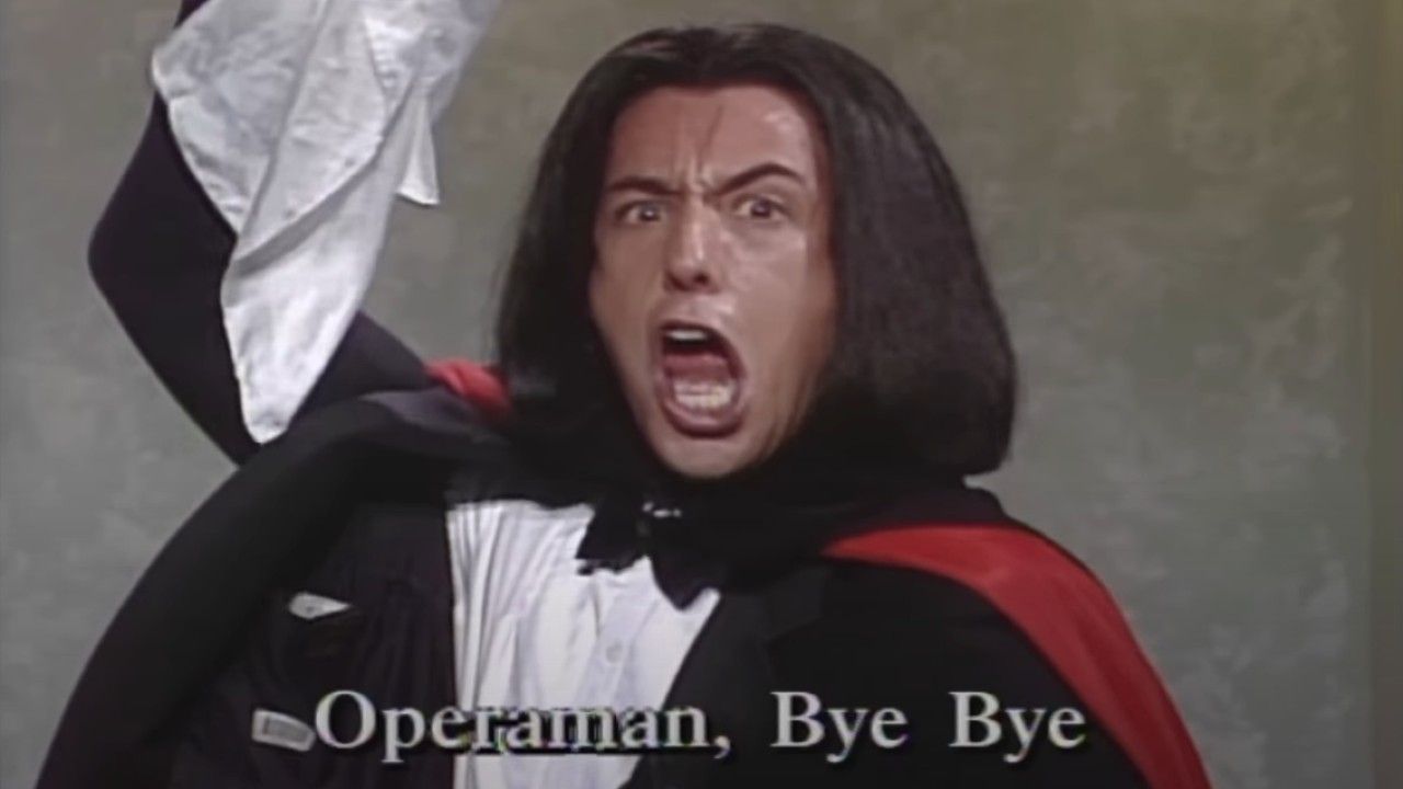 <p>                     If you want to have your news sung to you, Adam Sandler’s Opera Man has you covered. With a thick accent, a white handkerchief and some very useful captions, the performer relayed the current events, ending every phrase with “oh” so they all rhymed.                    </p>