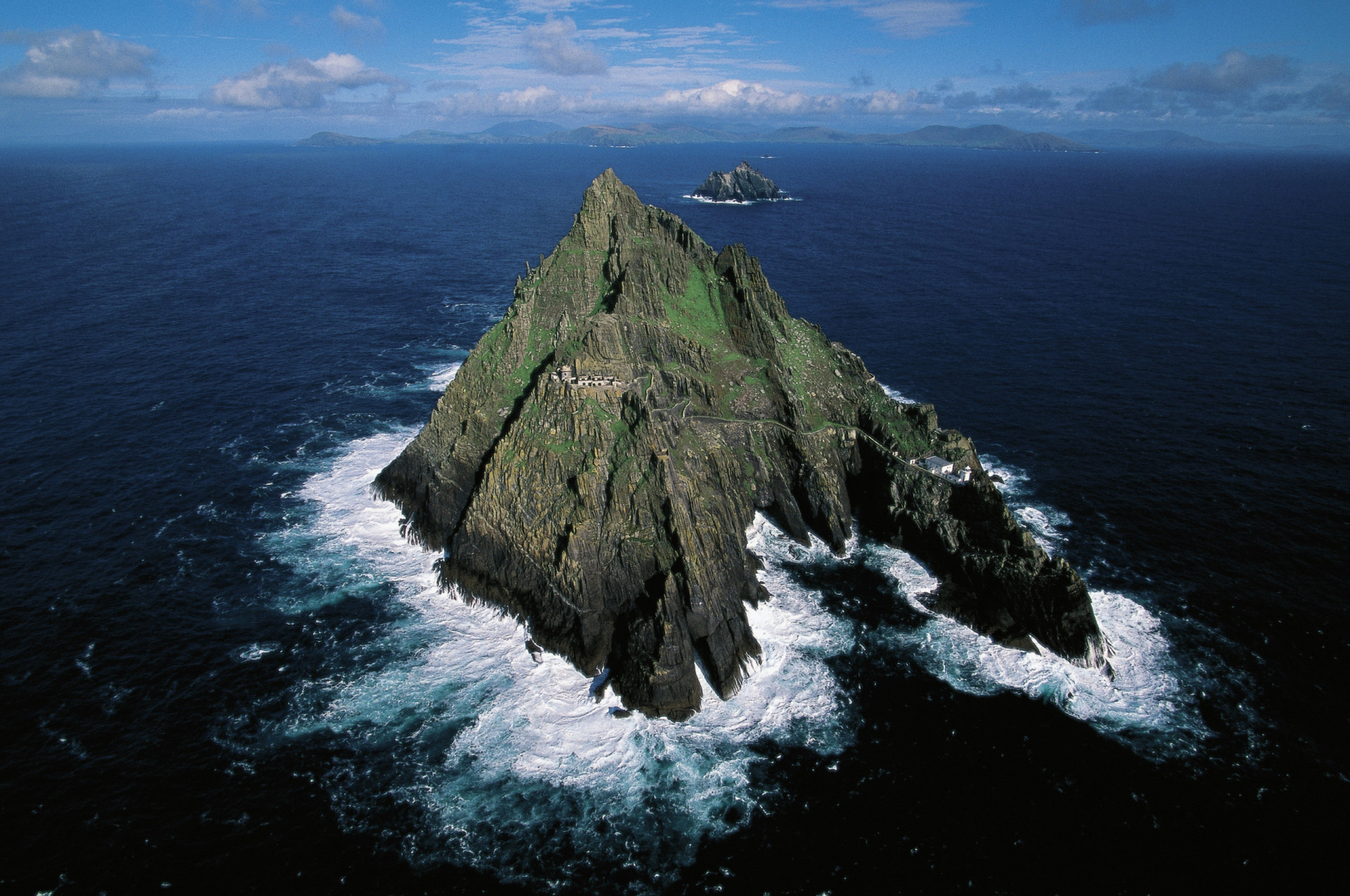 <p>Named after archangel Michael, Skellig Micheal (Great Skellig) lies to the west of the Iveragh Peninsula in County Kerry, Ireland.</p>