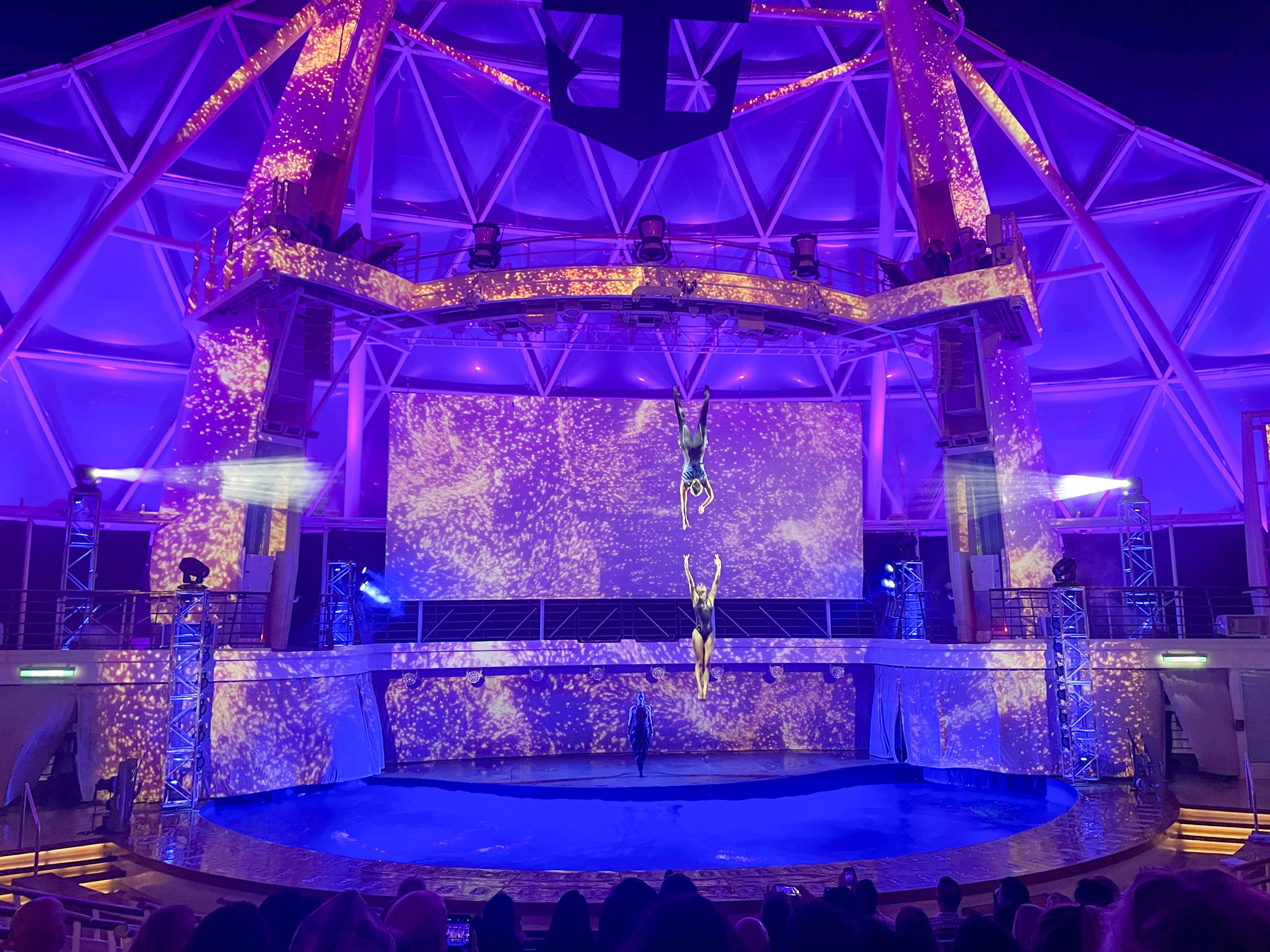 <p>The performers bounced between two stage platforms that rose and sank into the pool, the first I've seen on a ship.</p><p>It's one of the few times I didn't want to leave halfway through a cruise show.</p>