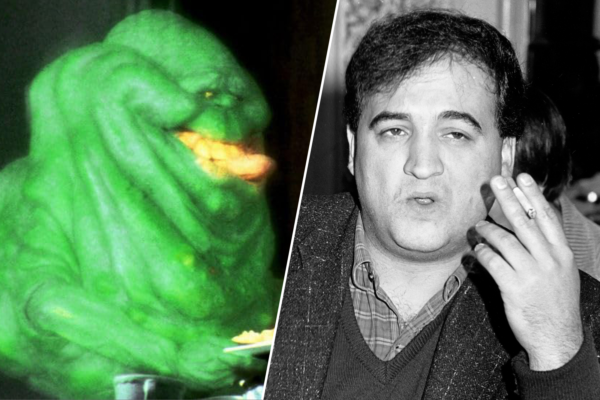 <a>Slimer, John Belushi</a> Columbia Pictures; CW Braun/Images/Getty Images