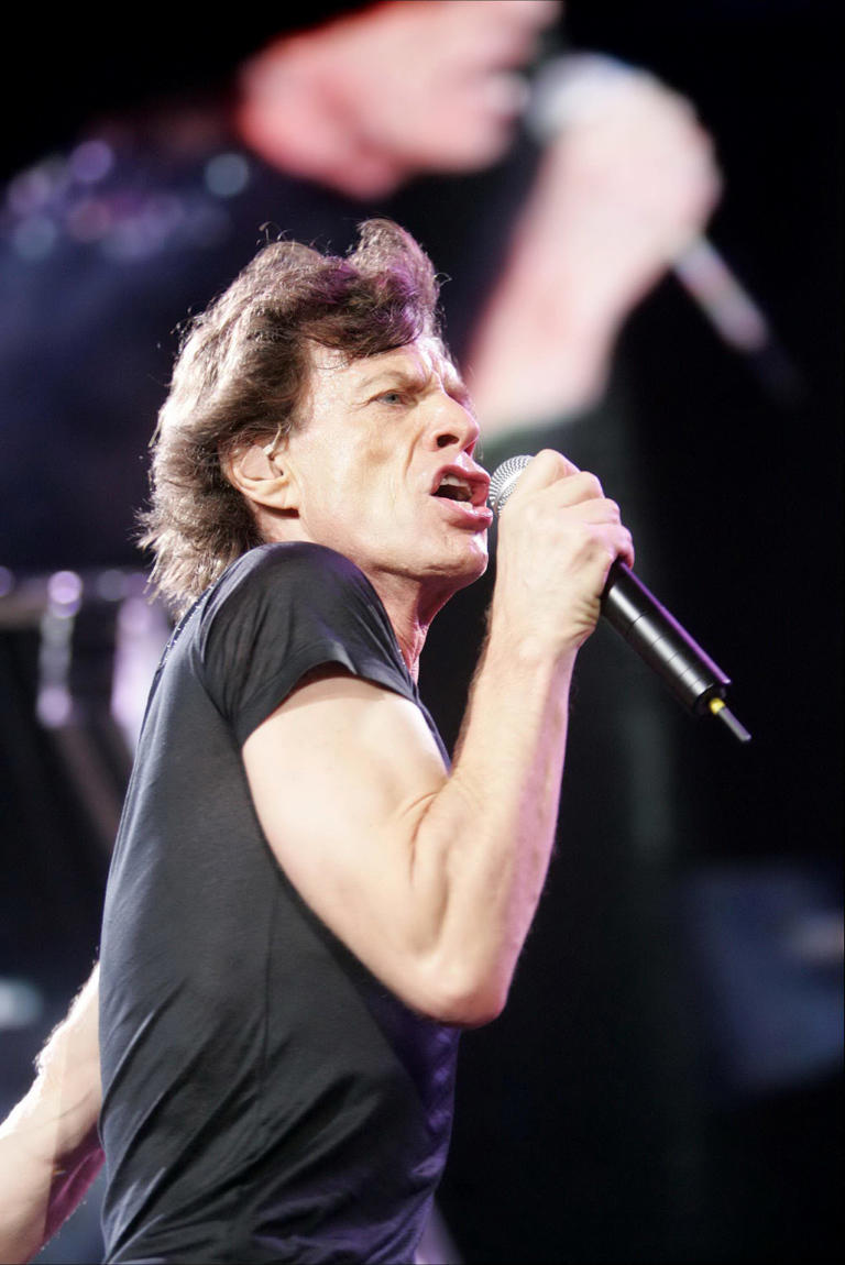 Mick Jagger and the Rolling Stones in their performance at Giants Stadium in East Rutherford, N.J., on September 16, 2005.